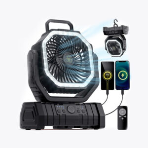 Ventilador portátil - Batería de 20000 mAh recargable con linterna LED - , 4 velocidades, control remoto